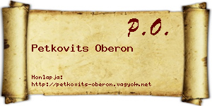 Petkovits Oberon névjegykártya
